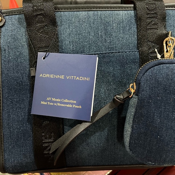 NWT ADRIENNE VIDATINNI DENIM MINI TOTE W/ REMOVABLE POUCH - Picture 8 of 8